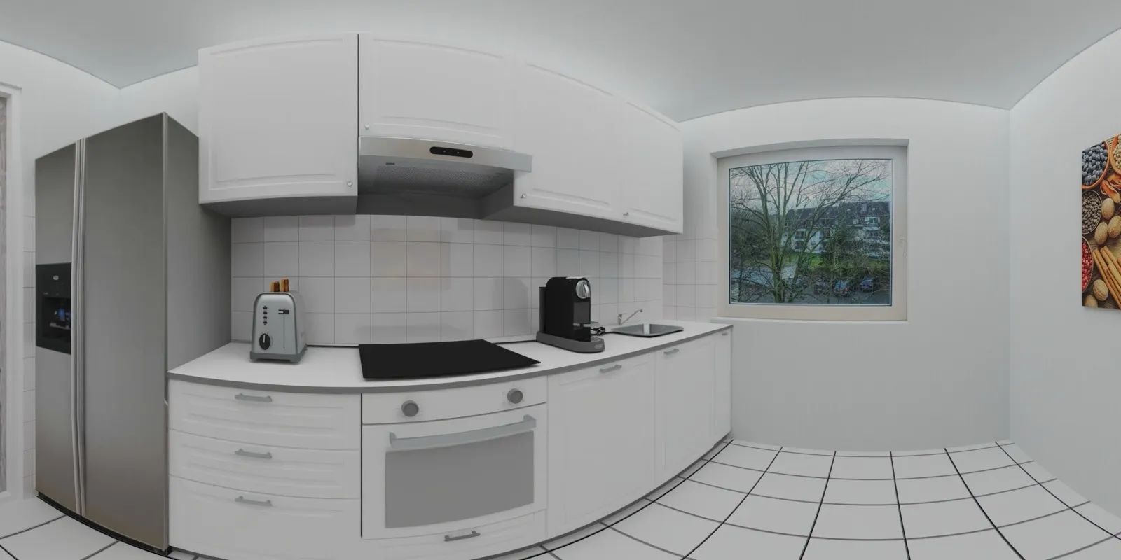 360°-Panorama einer modernen Küche
